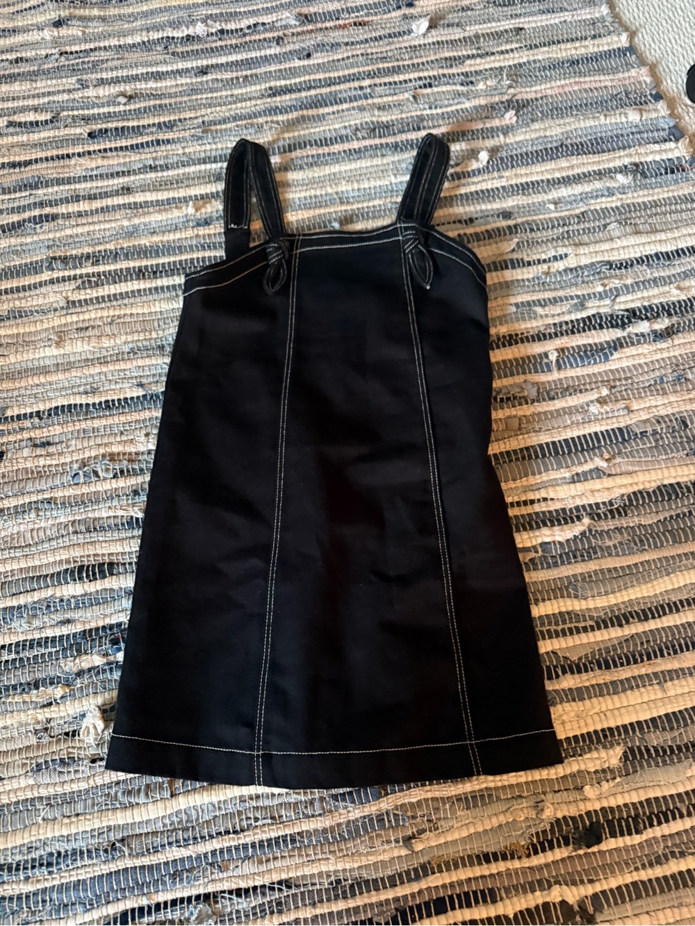 Zara Black Girls' Casual Stitch-Detail Dress